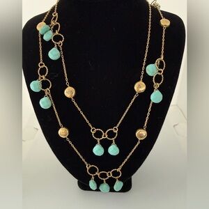 Banana Republic 18” Gold Necklace with Turquoise Beads